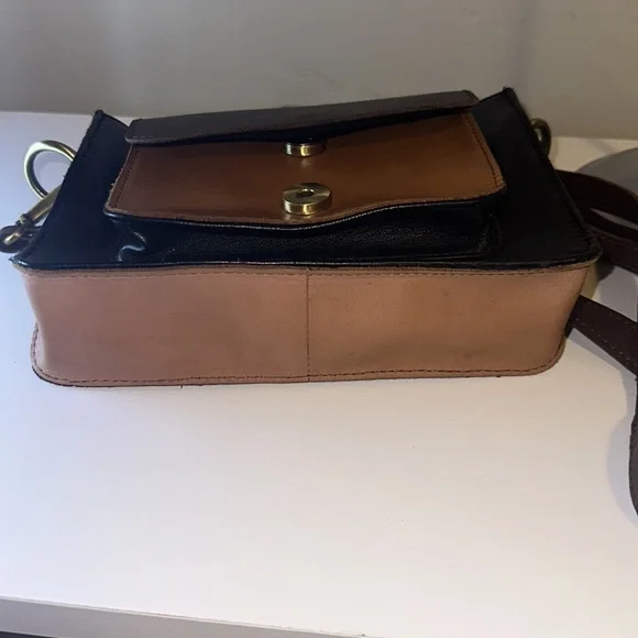 Leopard Hide and Leather Crossbody Satchel Purse - Picture 12 of 12